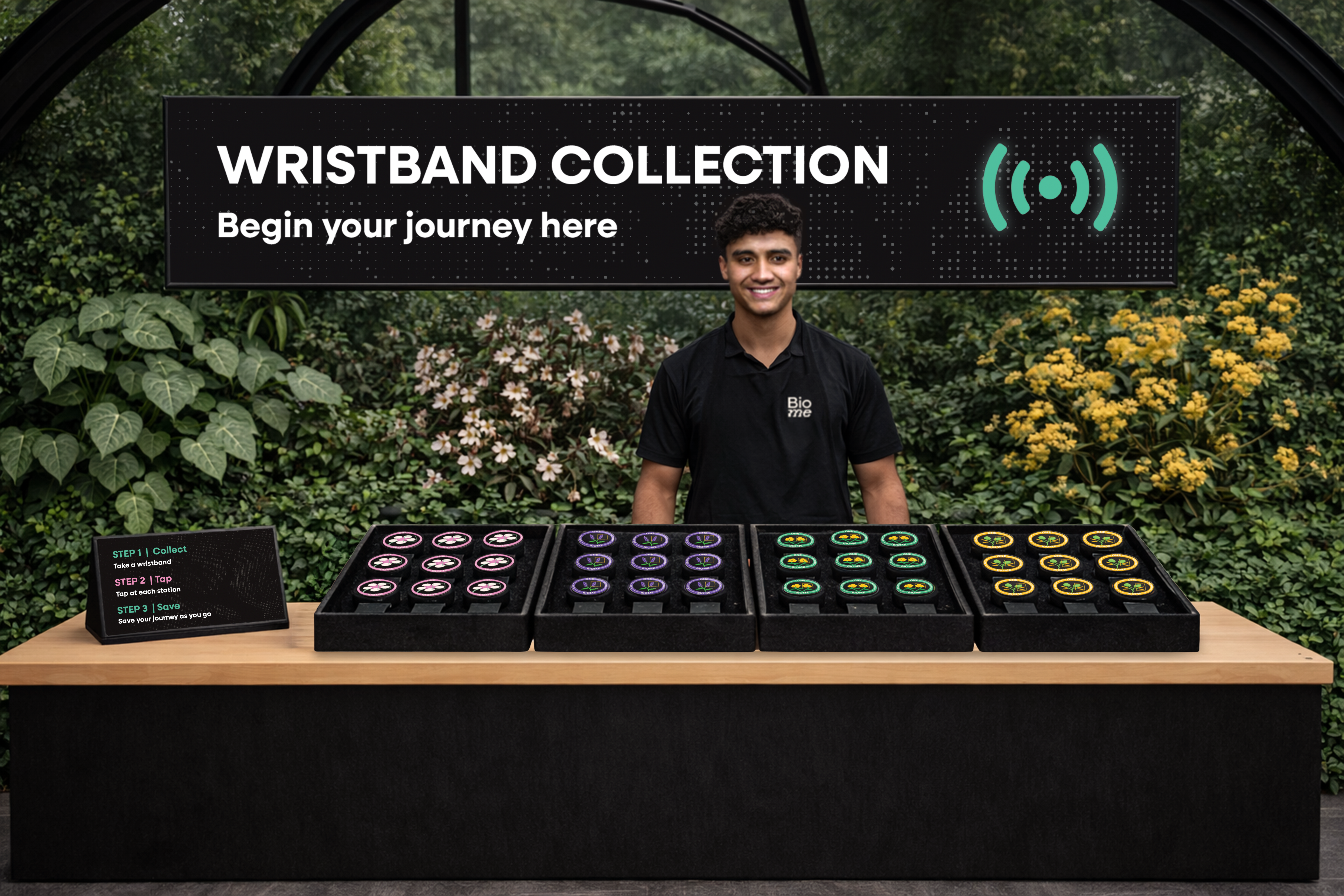 Wristband collection station
