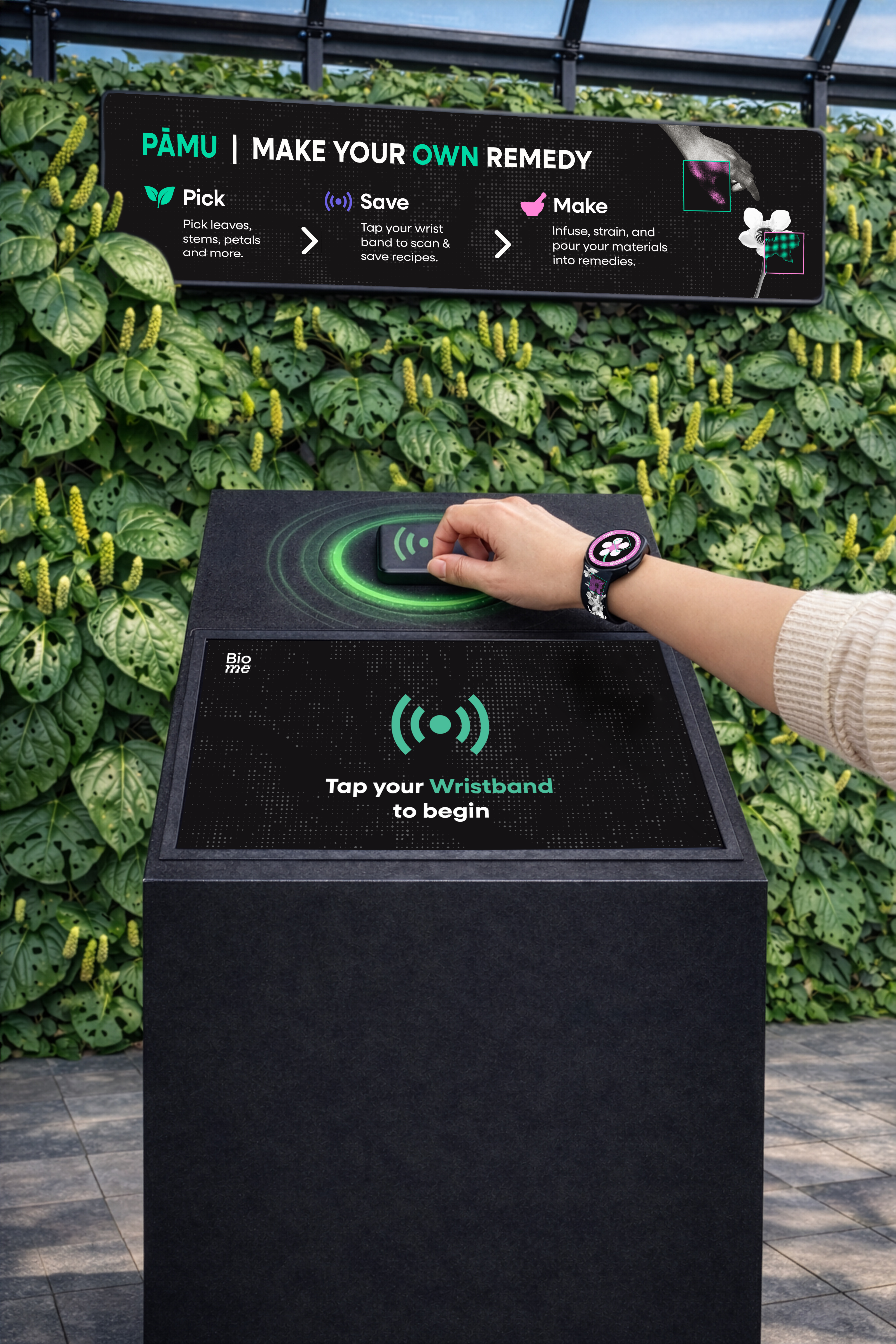 Wristband tap at podium