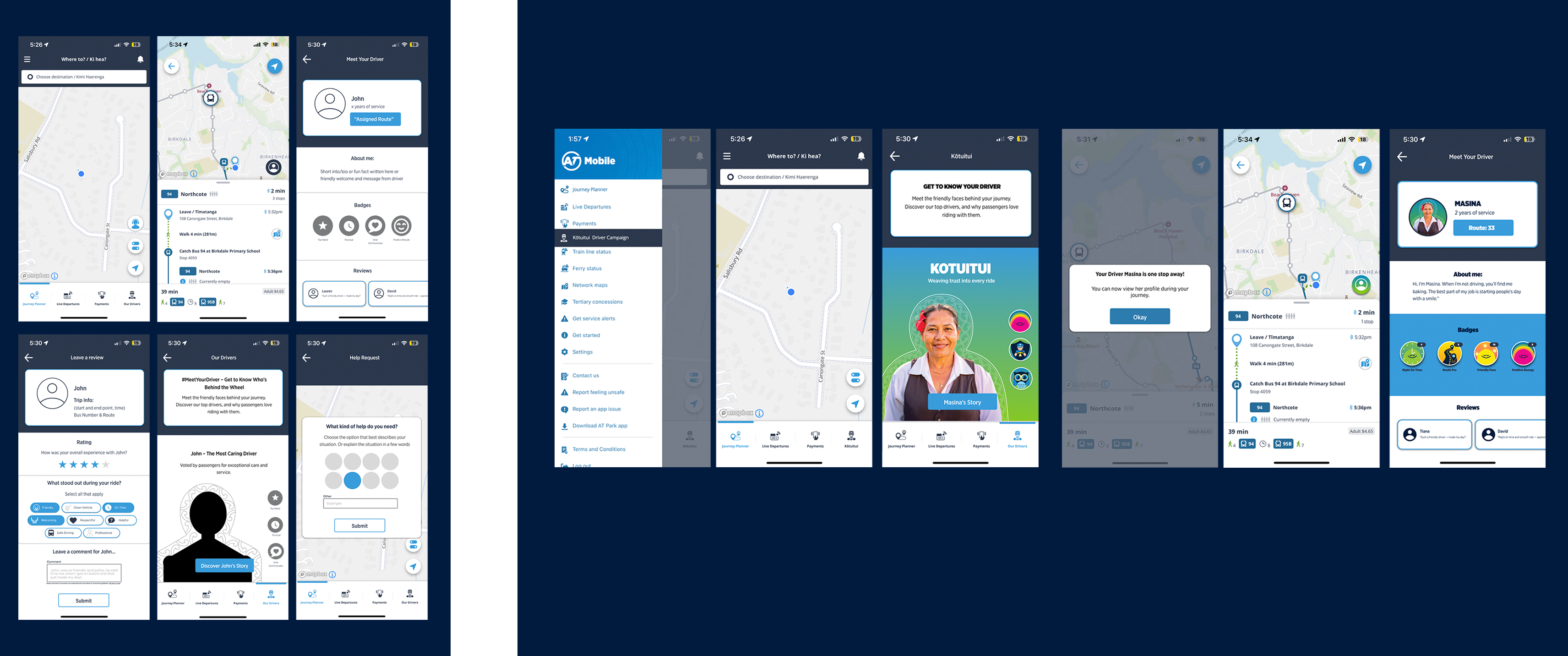 App refinement — lo-fi to hi-fi screens